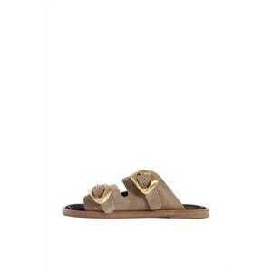 NEW RAG & BONE women's trinity slides suede slip-on flat sandals in taupe